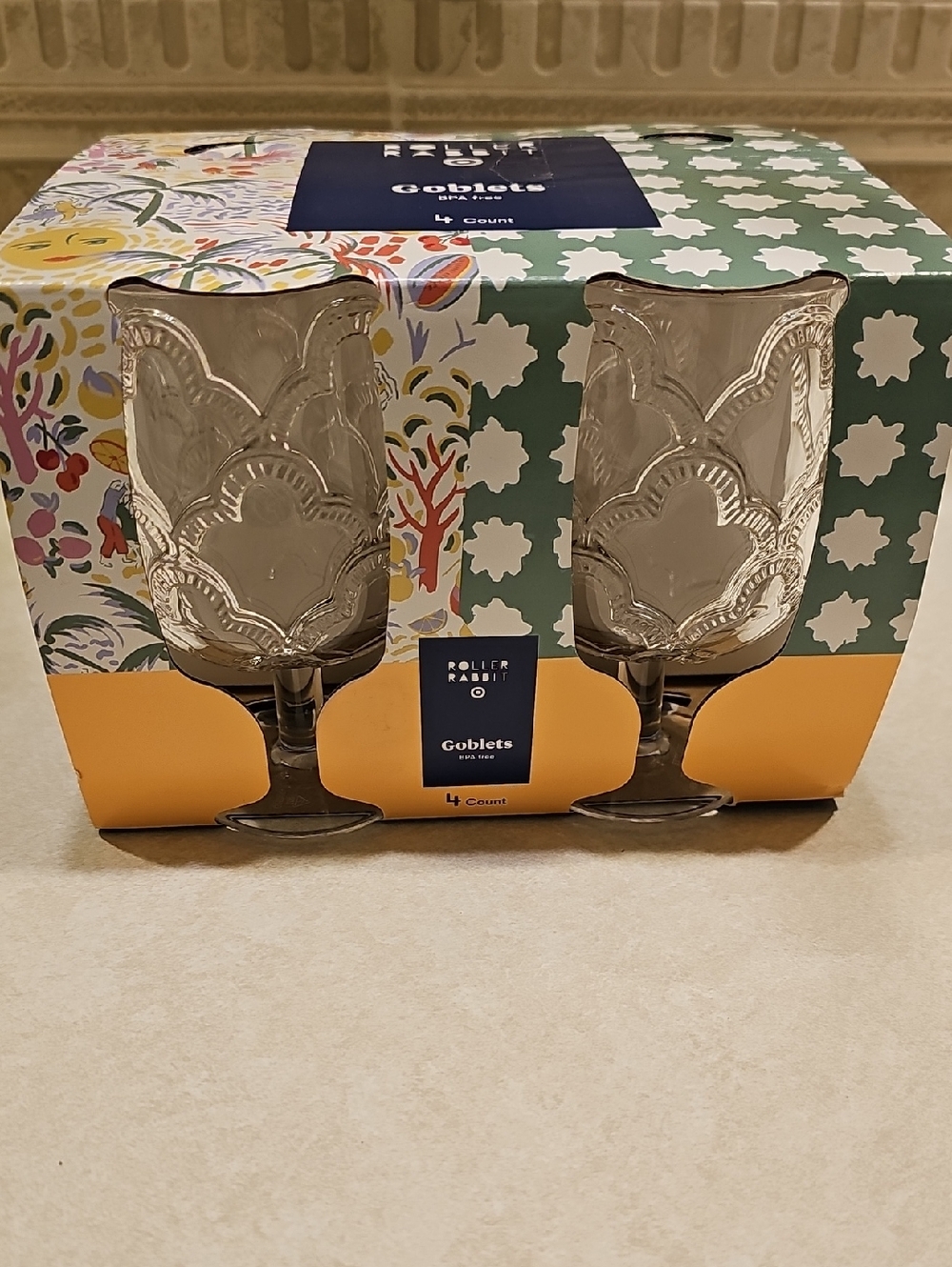 New 4pc. Acrylic Goblets Clear - Roller Rabbit x Target